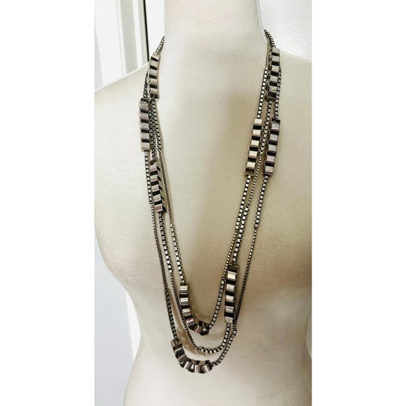 Lee Angel silver layered heavy chain Y2K revolve - Picture 5 of 6